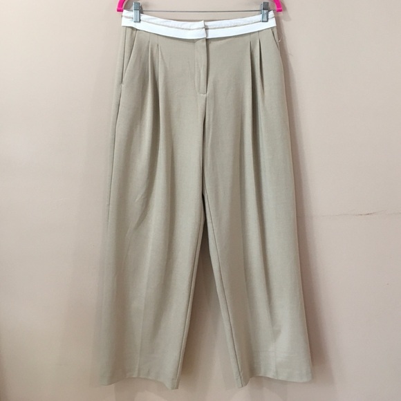 House Of Harlow 1960 Pleated Pants Trouser Beige  Hi Rise Women’s Size 6 New - Picture 1 of 8